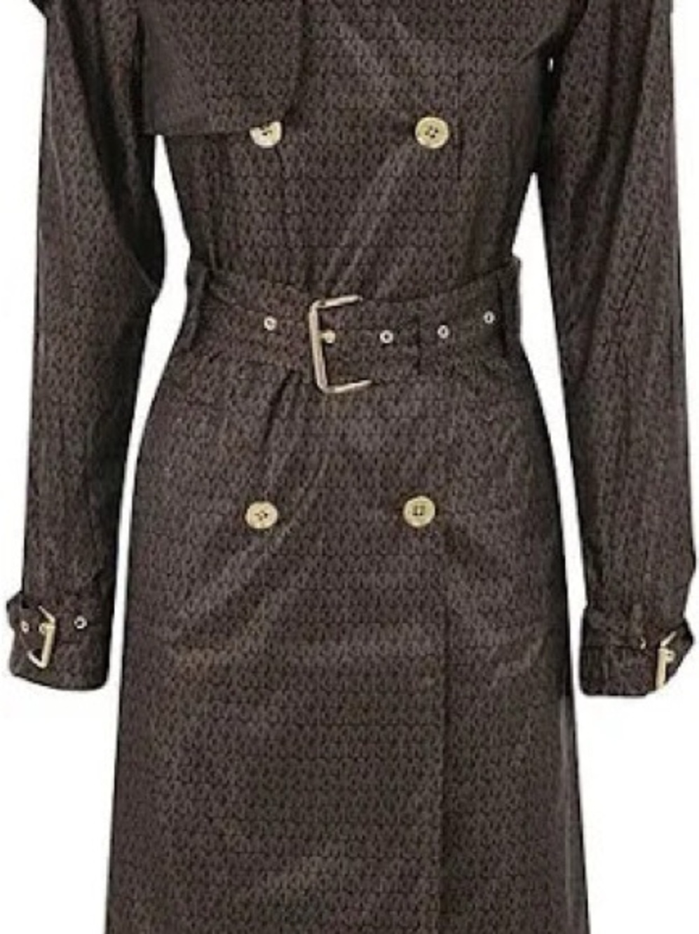Michel Kors MK $350! Midi Trench Coat Jacket Brown Logo print Size M